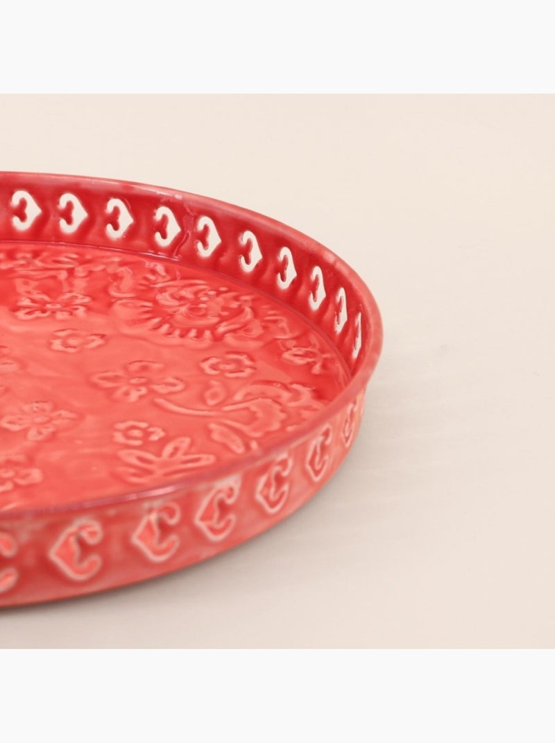 Plateau en métal avec motifs en relief rose 31cm Rose - Kiabi