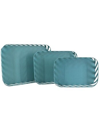 Plateau en métal bleu ajouré 20x30cm