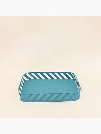 Plateau en métal bleu ajouré 25x35cm