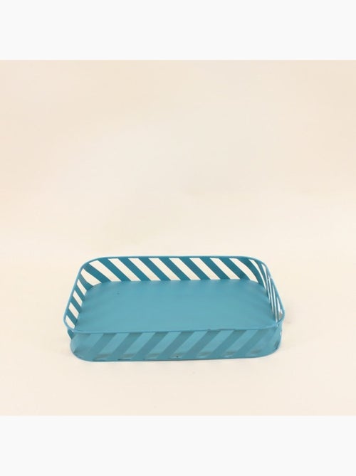 Plateau en métal bleu ajouré 25x35cm - Kiabi