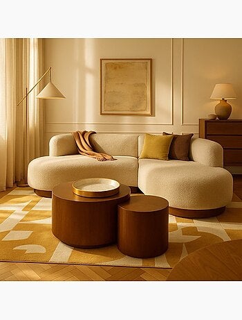 Plateau en métal doré aspect nacré 46cm