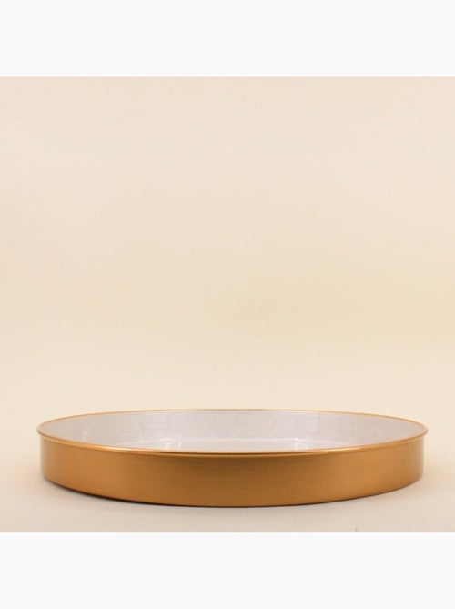 Plateau en métal doré aspect nacré 46cm - Kiabi