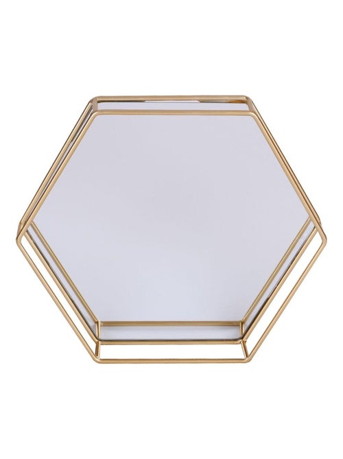 Plateau en Métal Doré et Miroir Polygone - Kiabi