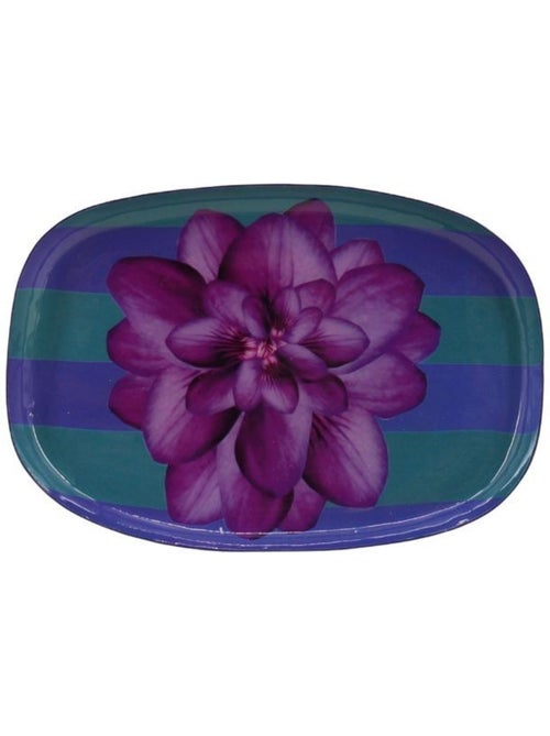 Plateau en métal laqué à rayures bleus / violettes 20x14cm - Kiabi