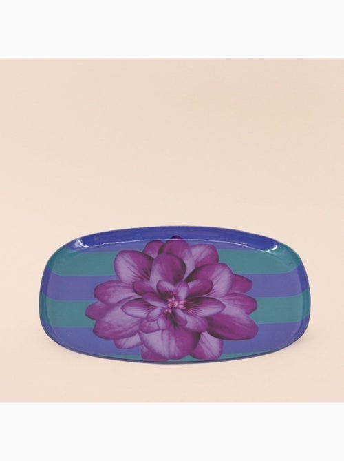 Plateau en métal laqué à rayures bleus / violettes 20x14cm - Kiabi