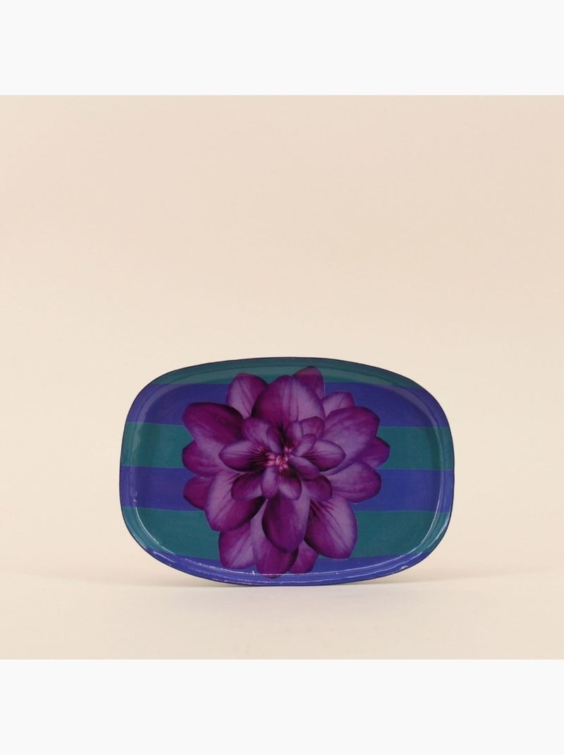 Plateau en métal laqué à rayures bleus / violettes 20x14cm Violet - Kiabi