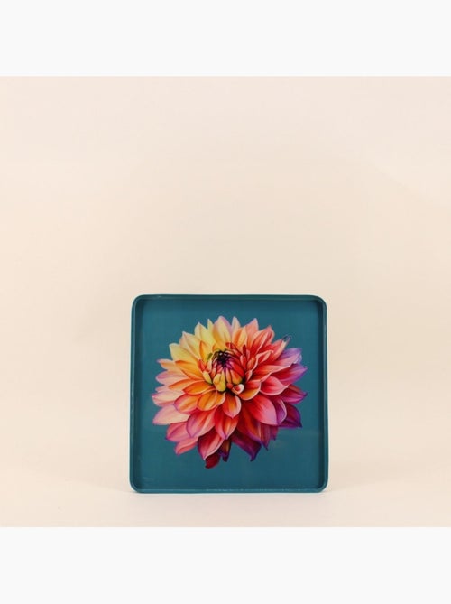 Plateau en métal laqué motif blossom 20x20cm - Kiabi