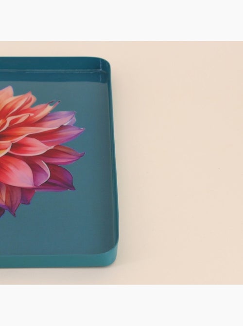 Plateau en métal laqué motif blossom 20x20cm - Kiabi