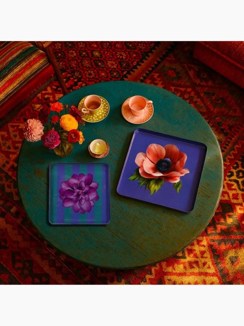 Plateau en métal laqué motif blossom 25x25cm - Kiabi