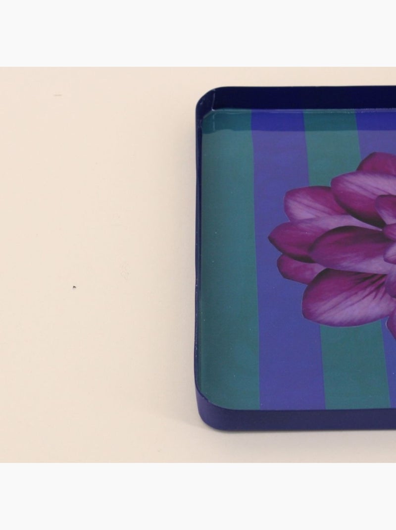 Plateau en métal laqué motif blossom 25x25cm Violet - Kiabi