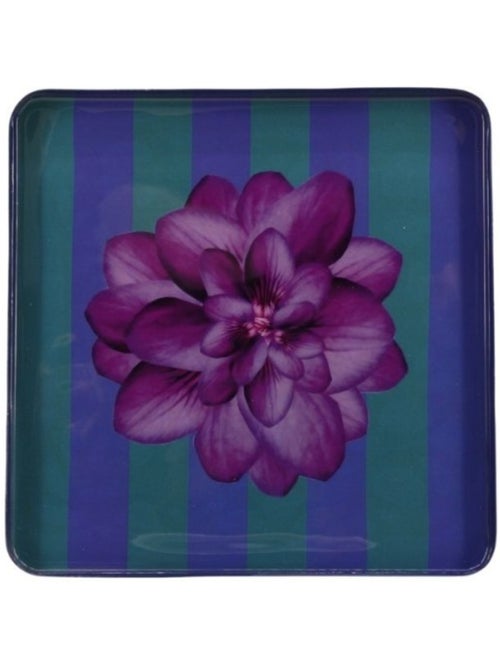 Plateau en métal laqué motif blossom 25x25cm - Kiabi