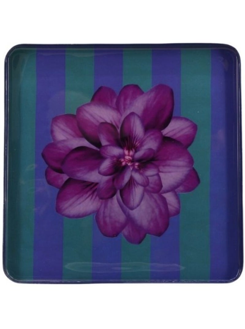 Plateau en métal laqué motif blossom 25x25cm Violet - Kiabi