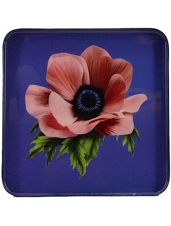 Plateau en métal laqué motif blossom 30x30cm