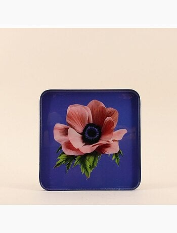 Plateau en métal laqué motif blossom 30x30cm