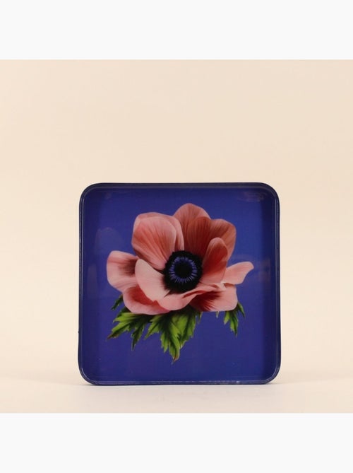 Plateau en métal laqué motif blossom 30x30cm - Kiabi