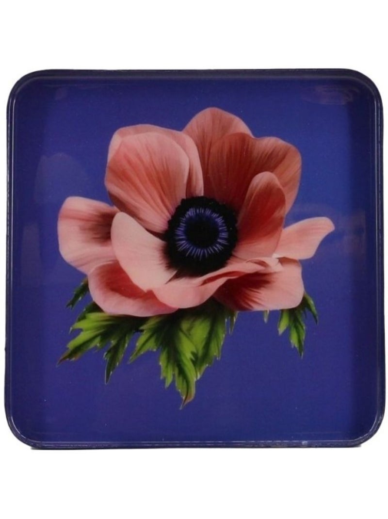 Plateau en métal laqué motif blossom 30x30cm Violet - Kiabi