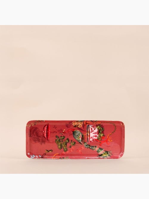 Plateau en métal laqué rose Asian Fauna 40x16cm - Kiabi