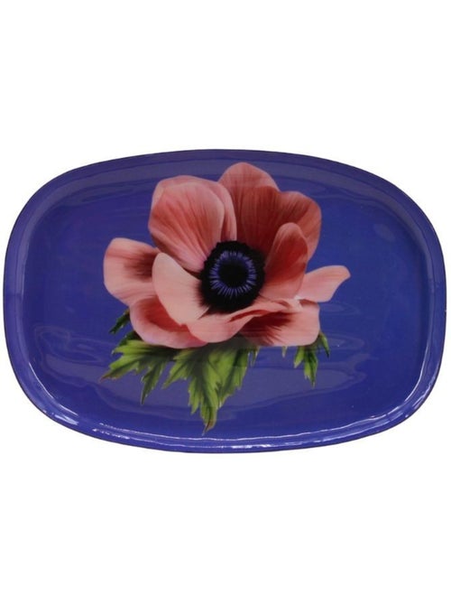 Plateau en métal laqué violet fleuri 20x14cm - Kiabi