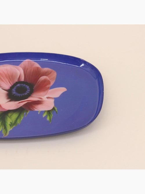 Plateau en métal laqué violet fleuri 20x14cm - Kiabi