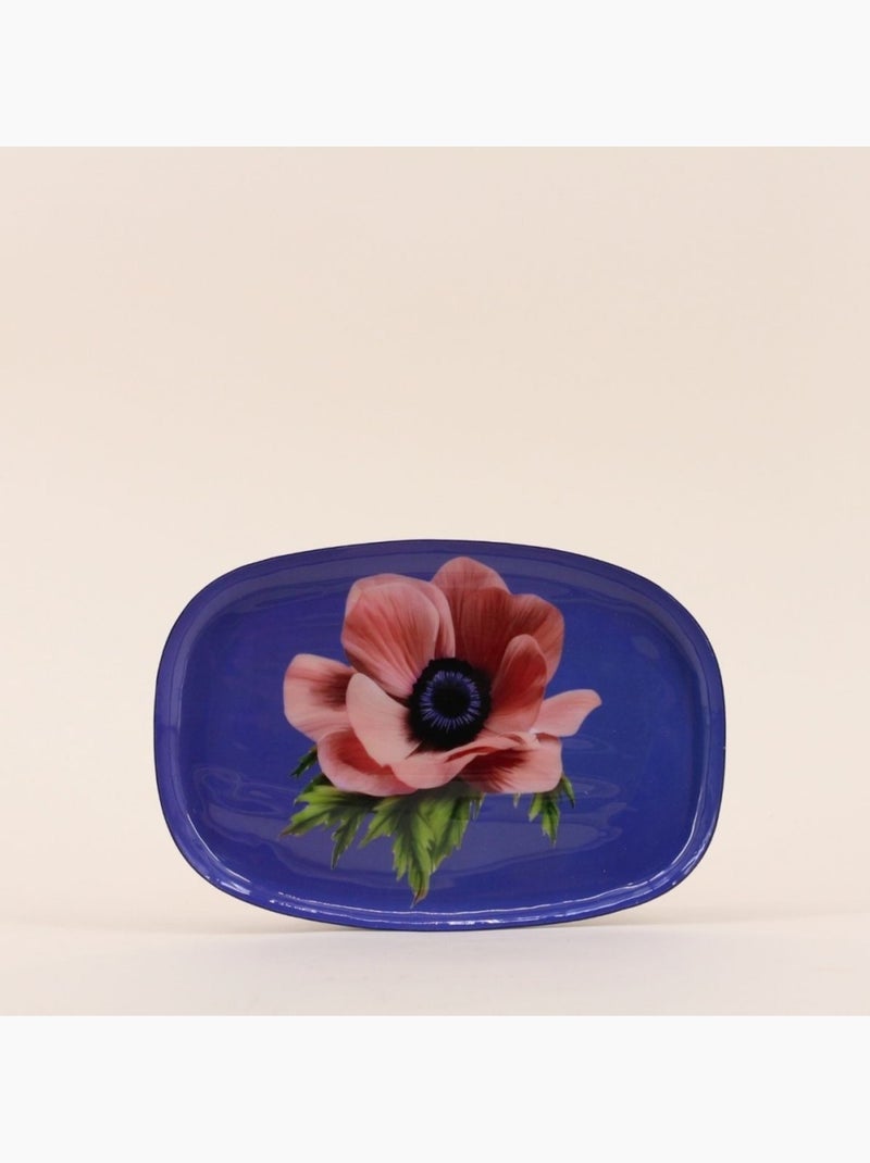Plateau en métal laqué violet fleuri 20x14cm Violet - Kiabi