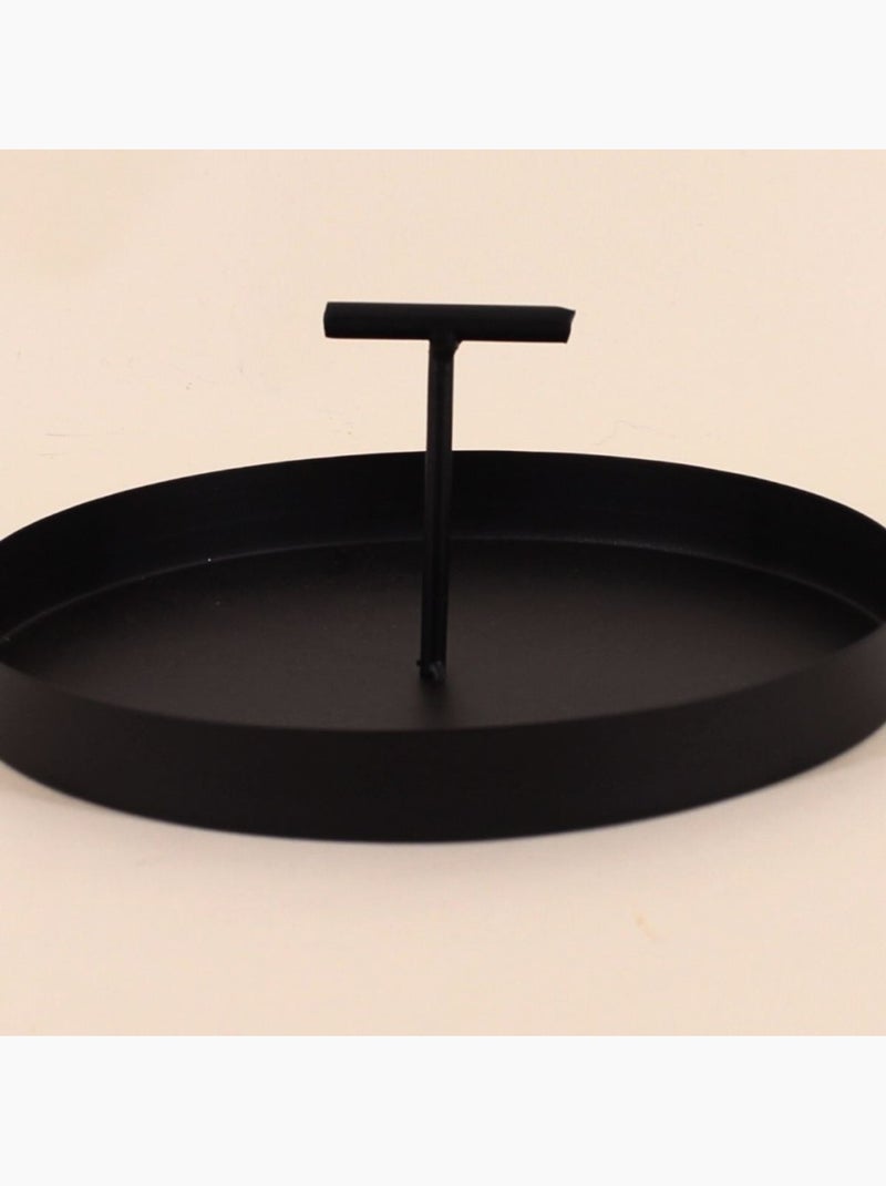 Plateau en métal vide poche poignée centrale 18cm Noir - Kiabi