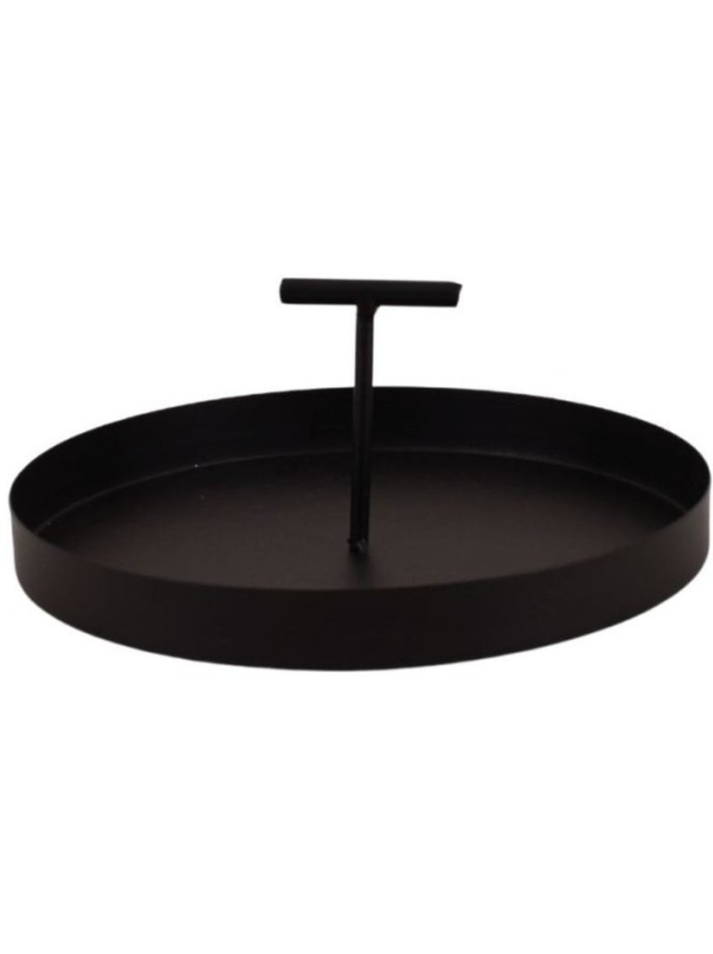 Plateau en métal vide poche poignée centrale 18cm Noir - Kiabi