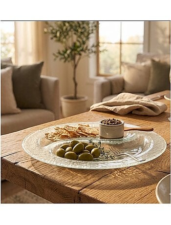 Plateau en verre dépoli 28 cm 2 compartiments