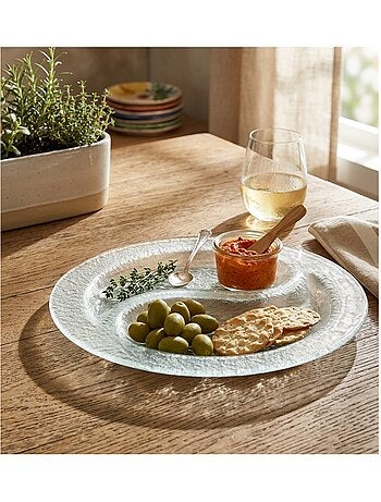 Plateau en verre dépoli 28 cm 2 compartiments
