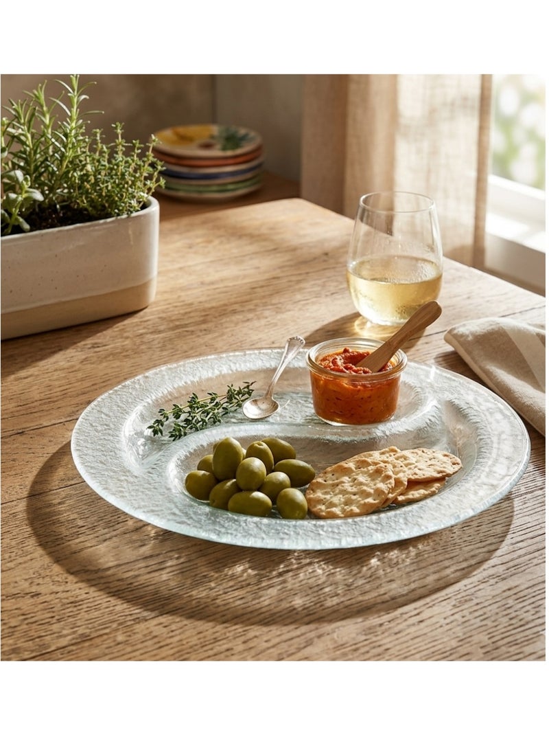 Plateau en verre dépoli 28 cm 2 compartiments Blanc - Kiabi