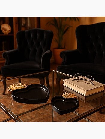 Plateau ex-voto coeur en résine 23x17cm