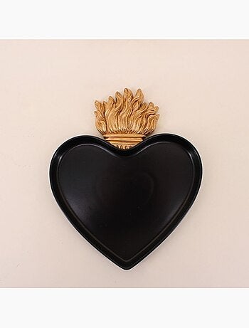 Plateau ex-voto coeur en résine 27x22cm