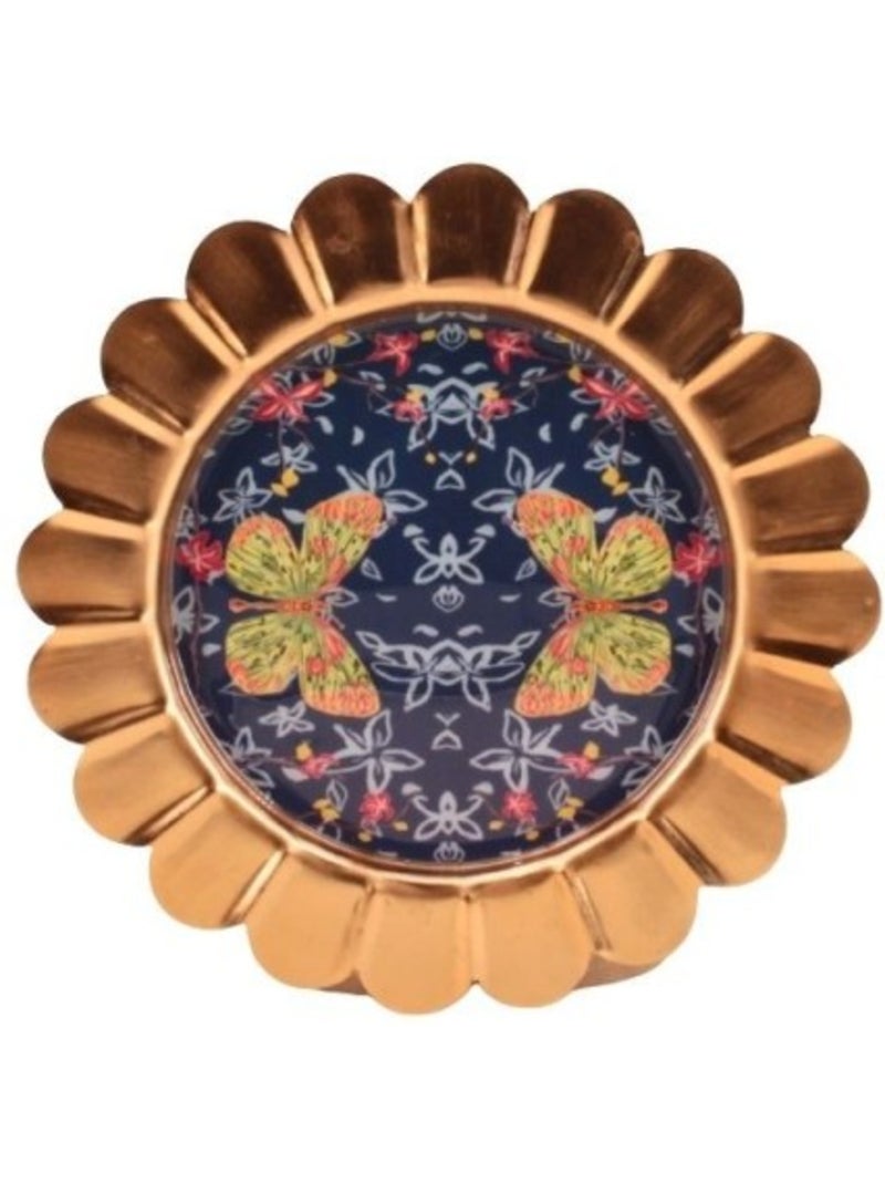 Plateau fantaisie en métal laqué Asian Fauna d22cm Bleu - Kiabi