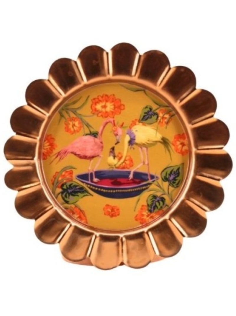 Plateau fantaisie en métal laqué Asian Fauna d22cm Jaune - Kiabi