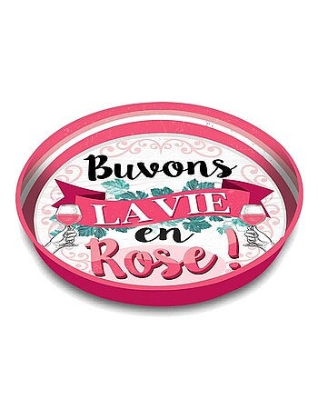 Plateau métallique la vie en rose