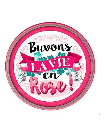 Plateau métallique la vie en rose