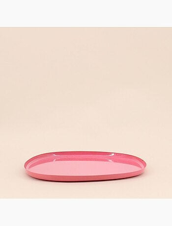 Plateau organique en métal rose 25cm