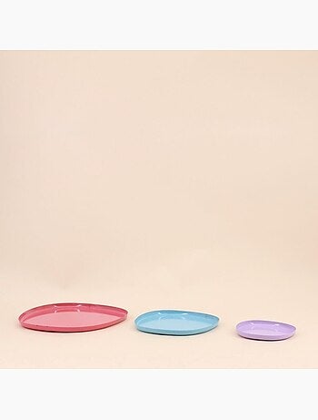 Plateau organique en métal rose 25cm