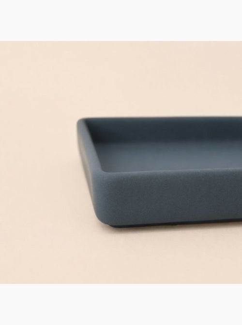 Plateau rectangulaire en céramique bleue 17x9cm - Kiabi