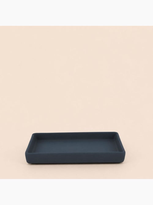 Plateau rectangulaire en céramique bleue 17x9cm - Kiabi