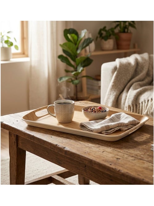 Plateau rectangulaire en fibre de bambou - Kiabi