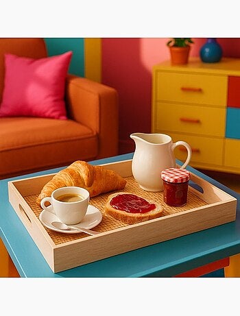 Plateau rectangulaire en rotin 30x40cm