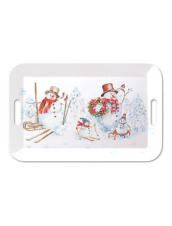 Plateau rectangulaire famille de bonshommes de neige