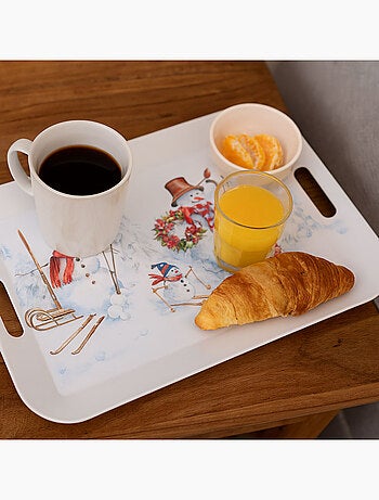 Plateau rectangulaire famille de bonshommes de neige