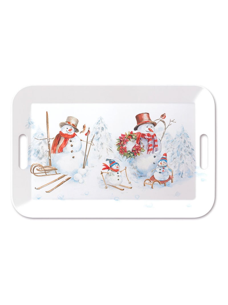 Plateau rectangulaire famille de bonshommes de neige Blanc - Kiabi