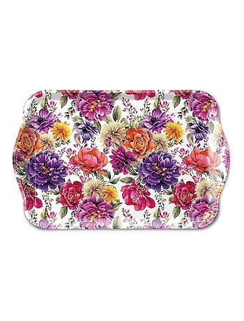 Plateau rectangulaire motif floraison éclatante