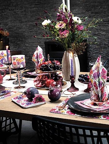 Plateau rectangulaire motif floraison éclatante