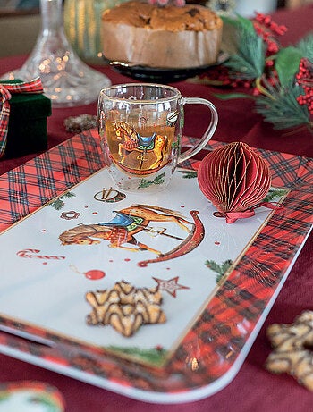 Plateau rectangulaire Noël cheval à bascule