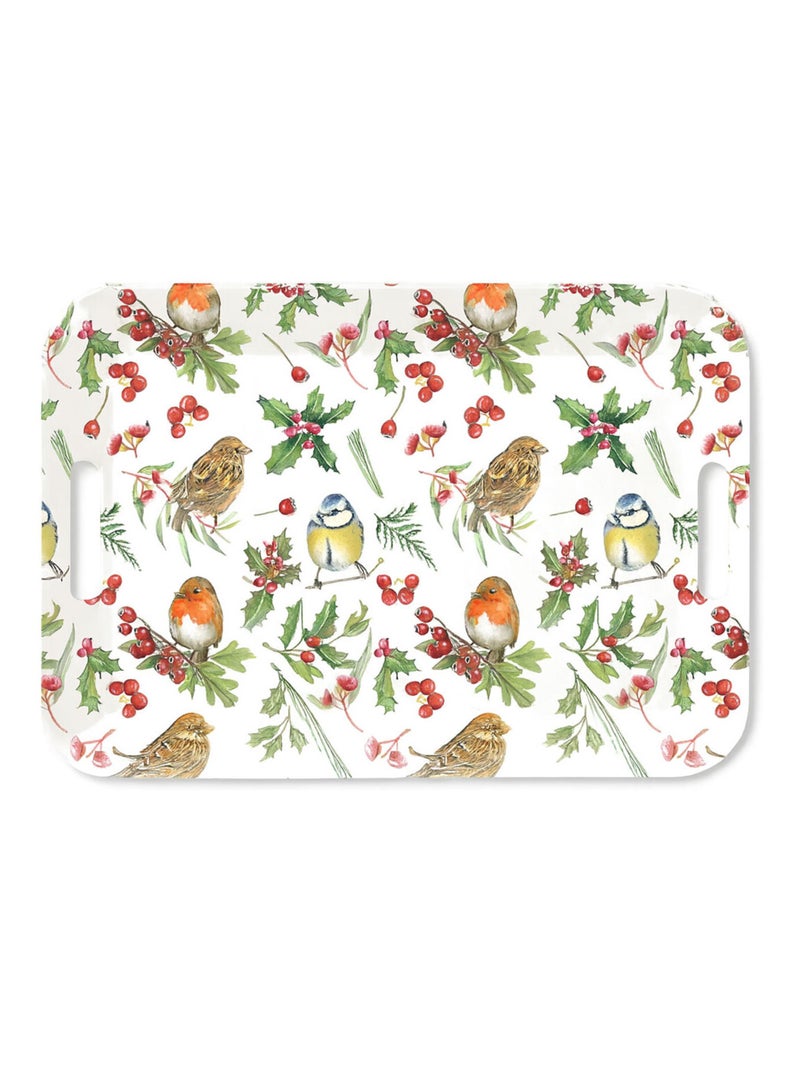 Plateau rectangulaire oiseaux et feuillages Blanc - Kiabi