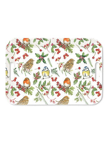 Plateau rectangulaire oiseaux et feuillages d’hiver
