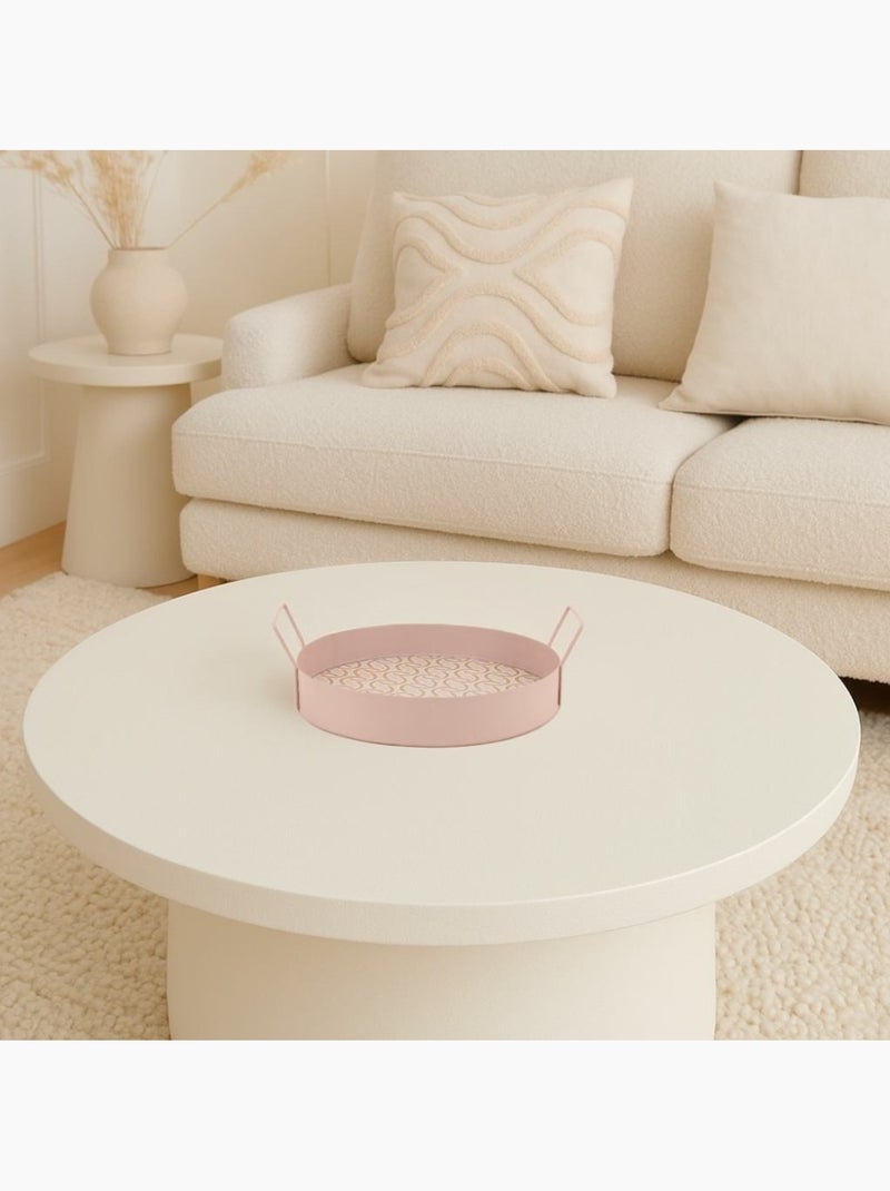 Plateau rond à motifs avec poignées 30cm Rose - Kiabi